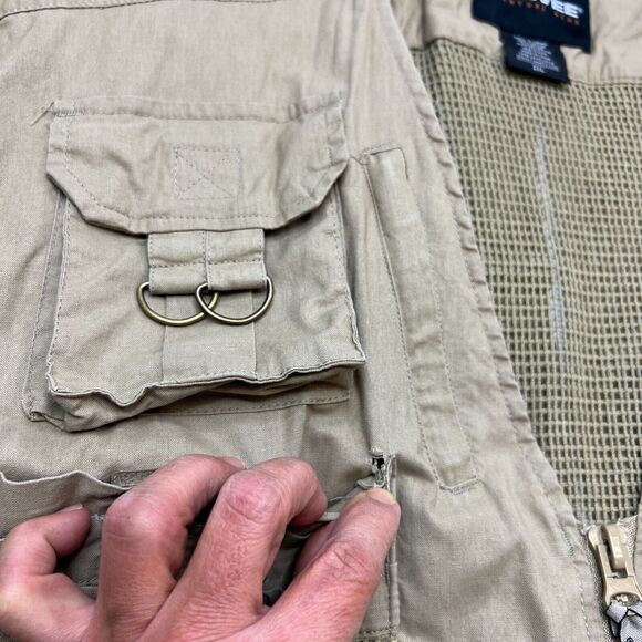 Humvee Fishing Vest Mens 2XL XXL Beige Cotton V Neck Zip Up Multi Pockets *READ - Picture 3 of 12